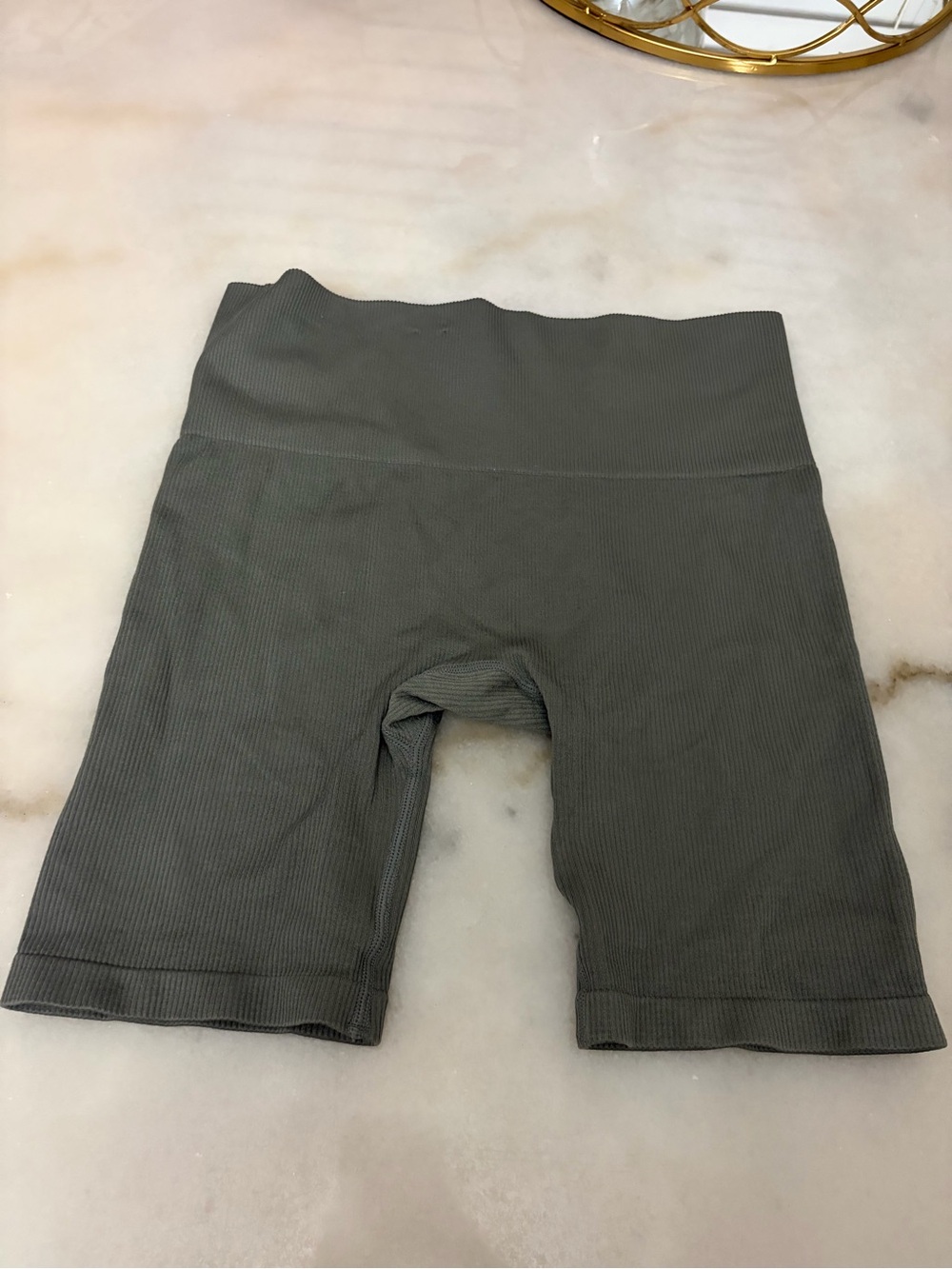 wild fable Olive Ribbed High-Waist Bike Shorts